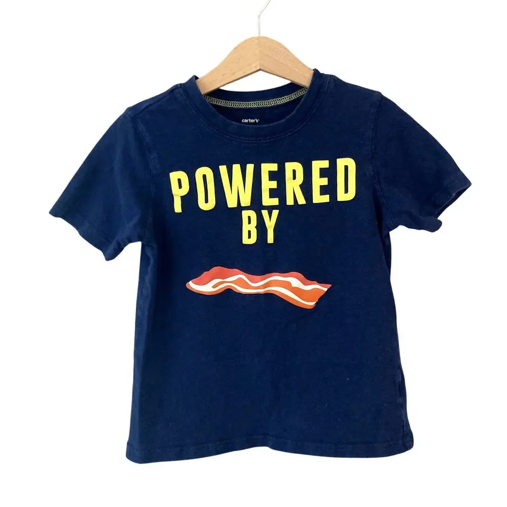 Carters Powered by Bacon Short Sleeve Graphic Tee Navy 6